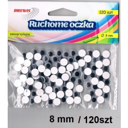 Ruchome oczka 8mm  / 120szt / samoprzylepne Brewis R02